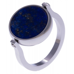 Bague en acier - recto/verso - lapis - onyx - diamètre 14mm - T50 à 62