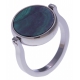 Bague en acier - recto/verso - malachite - amazonite - diamètre 14mm - T50 à 62