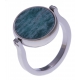 Bague en acier - recto/verso - malachite - amazonite - diamètre 14mm - T50 à 62