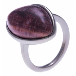 Bague en acier - jaspe rouge - dimension pierre : 22x15mm - T50 à 62