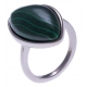 Bague en acier - malachite - dimension pierre : 22x15mm - T50 à 62