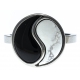 Bague en acier - howlite blanche - onyx  - T50 à 62