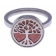 Bague en acier - arbre de vie - agate rouge - diamètre 14mm - T50 à 62