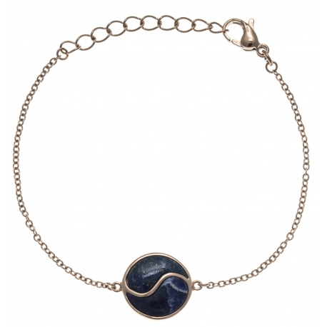 Bracelet en acier rosé - lapis - sodalite - 16+4cm