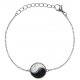 Bracelet en acier - howlite blanche - onyx - 16+4cm