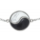 Bracelet en acier - howlite blanche - onyx - 16+4cm