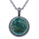 Collier en acier - cabochon chrysocolle - 14mm - 40+7cm