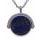 Collier en acier - recto/verso - lapis - onyx - diamètre 18mm - longueur 40+10cm