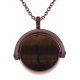 Collier en acier café - recto/verso - oeill de tigre - jaspe paysage - diamètre 18