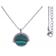 Collier en acier - recto/verso - malachite - amazonite - diamètre 18mm - longueu