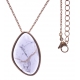 Collier en acier rosé - howlite blanche - dimension pierre : 34x20mm - 40+10cm