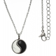 Collier en acier -  howlite blanche - onyx  - 40+10cm