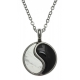 Collier en acier -  howlite blanche - onyx  - 40+10cm