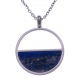 Collier en acier - lapis lazuli - diamètre 20mm - longueur 42+5cm