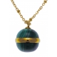 Collier en acier doré - malachite - diamètre de la boule : 15mm - longueur 45+10