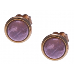 Boucles d'oreille en acier rosé - quartz rose 8mm