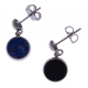 Boucles d'oreille en acier - recto/verso - lapis - onyx - diamètre 8mm