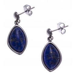 Boucle d'oreille en acier - lapis lazuli - dimension pierre : 15x8mm