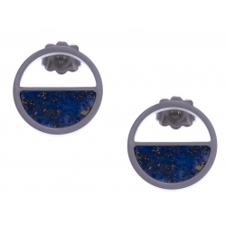 Boucles d'oreille en acier - lapis lazuli - diamètre 14mm