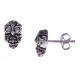 Boucles d'oreille argent vieilli 2,3g - chouette - marcassites - zircons