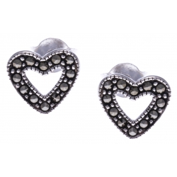 Boucles d'oreille argent 1,2g - cúurs - marcassites