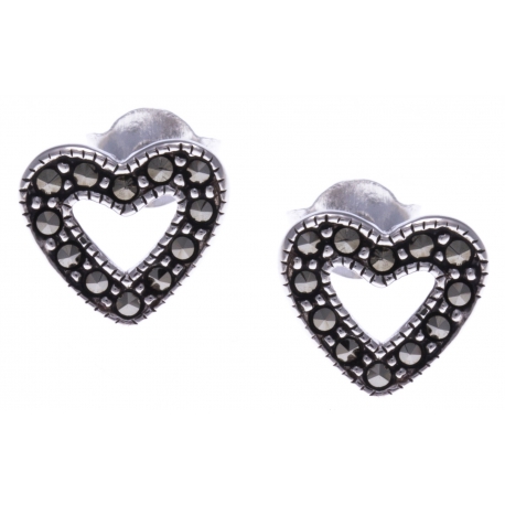 Boucles d'oreille argent 1,2g - cúurs - marcassites