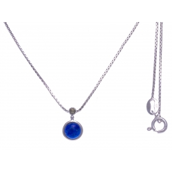 Collier argent rhodié 2,7g - lapis - marcassites - 40cm