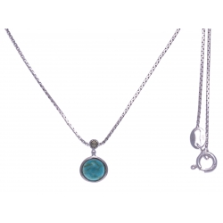 Collier argent rhodié 2,7g - turquoise - marcassites - 40cm