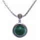 Collier argent rhodié 2,7g - malachite - marcassites - 40cm