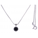 Collier argent rhodié 2,7g - onyx - marcassites - 40cm