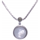 Collier argent rhodié 2,7g - nacre blanche - marcassites - 40cm