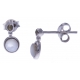 Boucles d'oreille argent rhodié 1g - nacre - marcassites