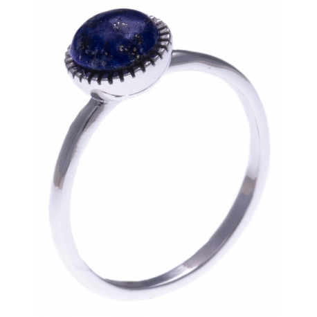 Bague argent rhodié 1,8g - lapis - Taille 50 à 60