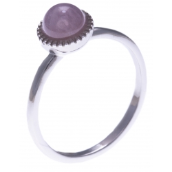 Bague argent rhodié 1,8g - quartz rose - Taille 50 à 60