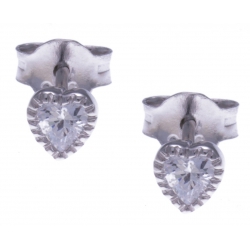 Boucles d'oreille argent rhodié 0,5g -  zircons - cúurs