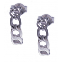 Boucles d'oreille argent rhodié 1,6g - demi-créole - chaÓne - diamètre 15mm