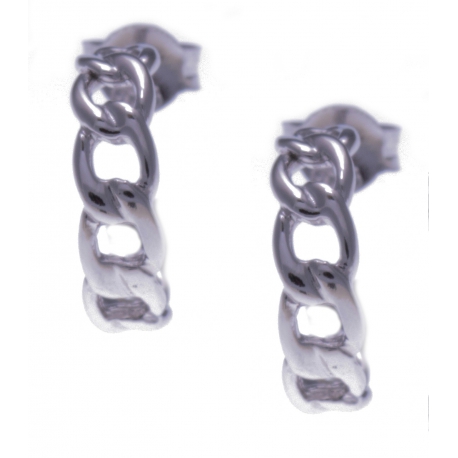 Boucles d'oreille argent rhodié 1,6g - demi-créole - chaÓne - diamètre 15mm