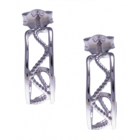 Boucles d'oreille argent rhodié 1,7g - demi-créole - filigrané - diamètre 14mm