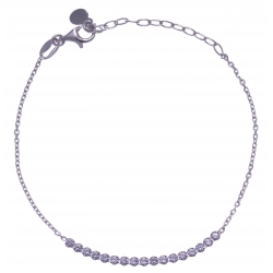Bracelet argent rhodié 1,9g - petite rivière cristaux de swarovski - couleur : b