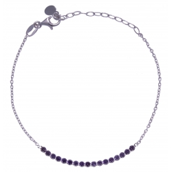 Bracelet argent rhodié 1,9g - petite rivière cristaux de swarovski - couleur : r