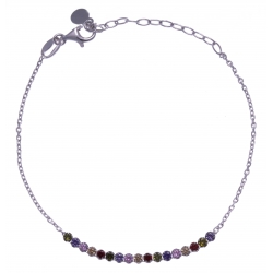 Bracelet argent rhodié 1,9g - petite rivière cristaux de swarovski - couleur : m