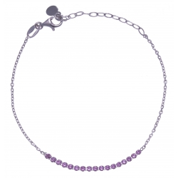 Bracelet argent rhodié 1,9g - petite rivière cristaux de swarovski - couleur : v