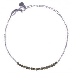 Bracelet argent rhodié 1,9g - petite rivière cristaux de swarovski - couleur : v