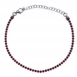 Bracelet argent rhodié 3,4g - rivière cristaux de swarovski - couleur : rouge -