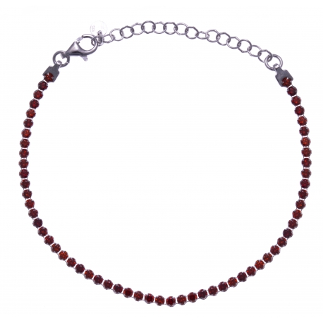 Bracelet argent rhodié 3,4g - rivière cristaux de swarovski - couleur : rouge -