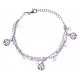 Bracelet argent rhodié 3,8g - multi-fils - pastilles arbre de vie - perles trans