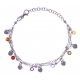 Bracelet argent rhodié 4,1g - multi-fils - pastilles coeurs - perles multicolore