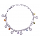 Bracelet argent rhodié 4,1g - multi-fils - pastilles arbre de vie - perles multi