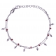 Bracelet argent rhodié 2,8g - 2 fils - perles rouges - 16+4cm