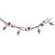 Bracelet argent rhodié 2,8g - 2 fils - perles rouges - 16+4cm